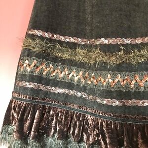 Forwear NewYork Zip Midi Skirt Feather Fringe Whimsy Classic Fairycore Size 8